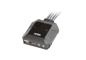 ATEN  2埠USB DisplayPort帶線式KVM多電腦切換器(外接式切換按鍵)(CS22DP)