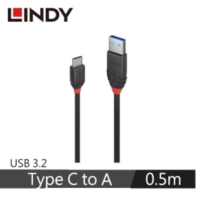 LINDY 林帝  Black LINE USB 3.1 Gen 2 Type-C/公 to Type-A/公 傳輸線 0.5m(LD36915)