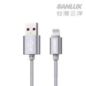 台灣三洋LIGHTNING USB金屬編織傳輸充電線  1米